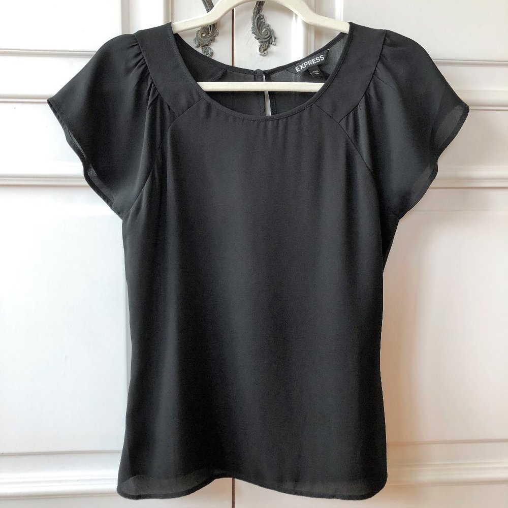 Superb Flutter Sleeve Chiffon-Like Blouse XS from Express